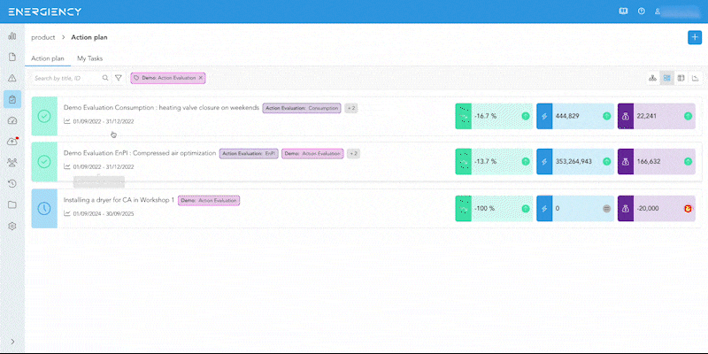 new feature évaluation plan action Energiency
